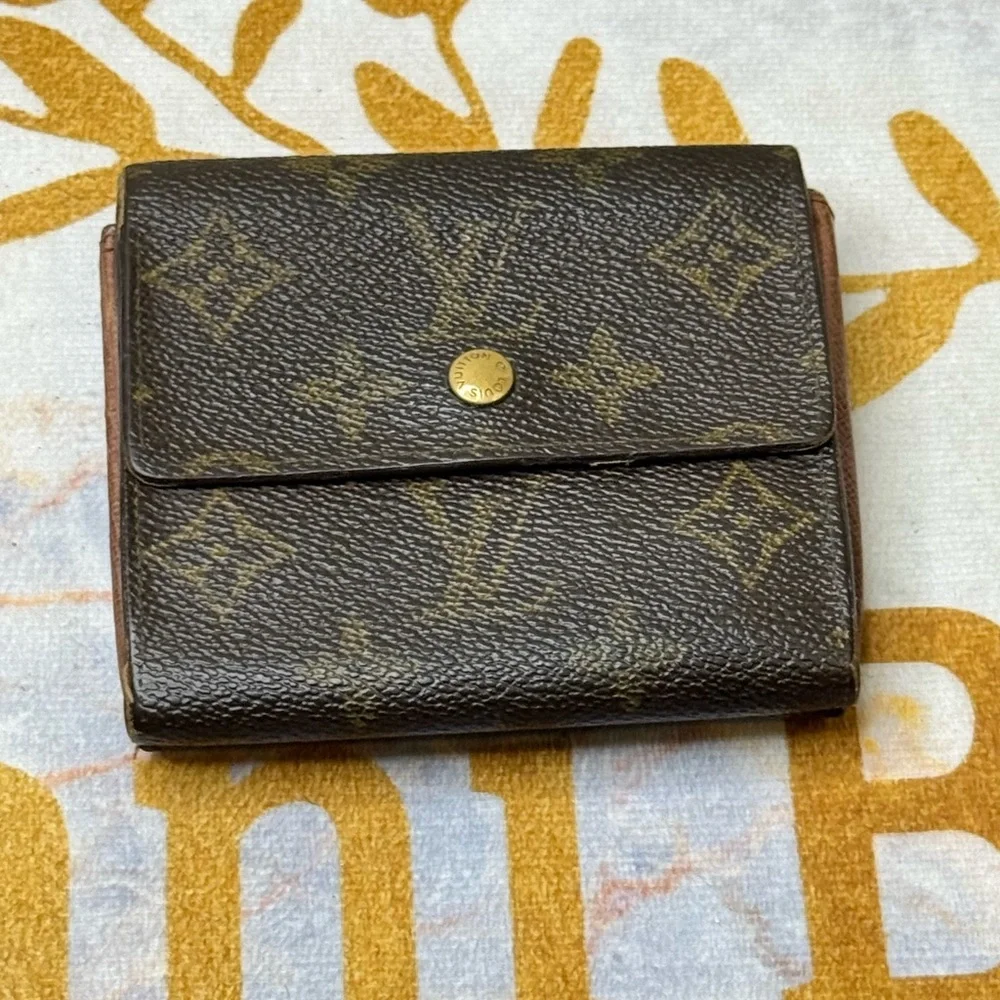 Louis Vuitton Brown Monogram Wallet with Gold Button